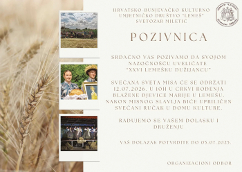 12. 07. – Dužijanca u Lemešu